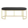 Anthracite Grey Velvet and Gold Metal Bench